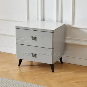 Bedside Drawer: 2-Drawer Nightstand With Diamond Handle Design
