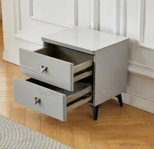 Bedside Drawer: 2-Drawer Nightstand With Diamond Handle Design