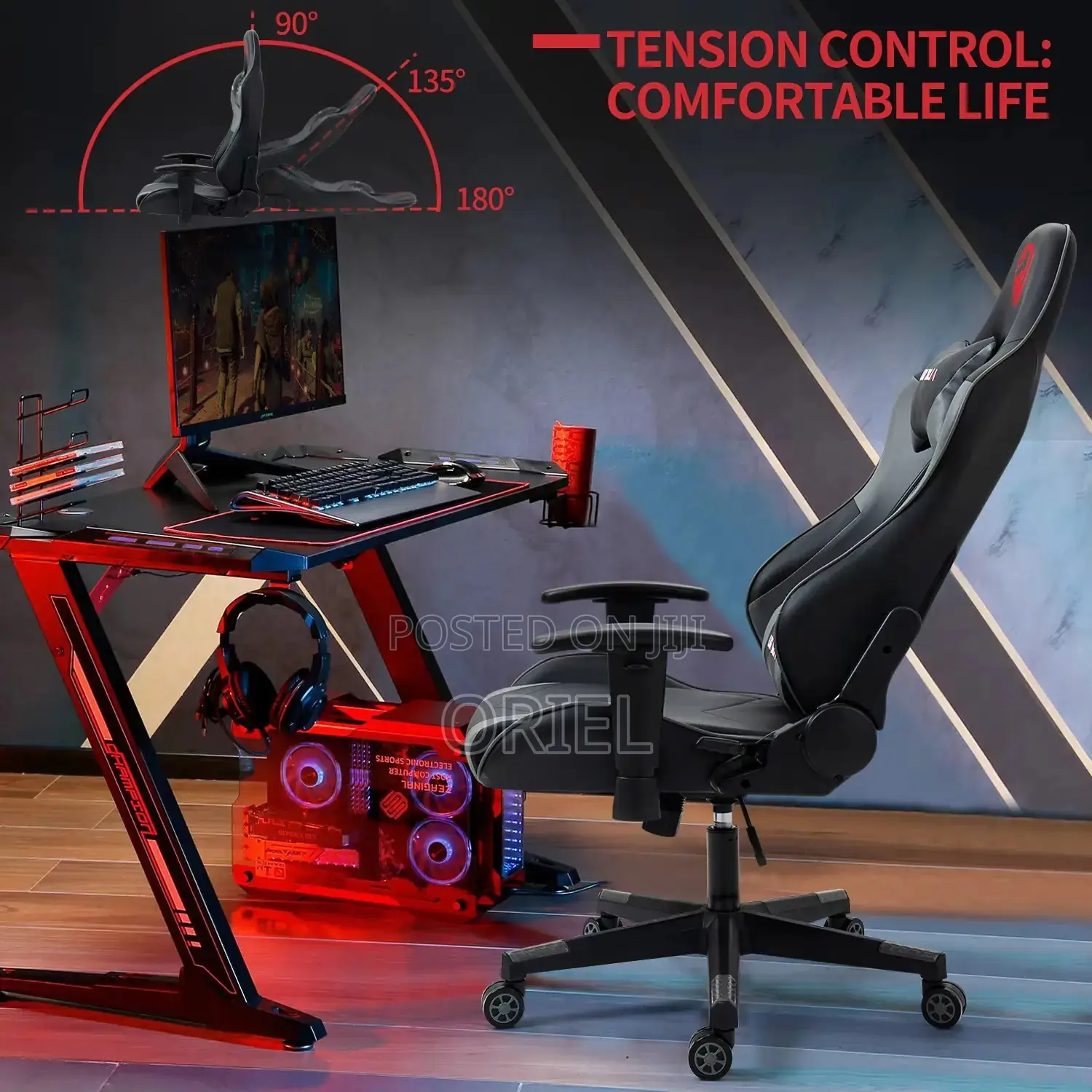 Office Gaming Chair : Black Ergonomic Gaming Chair