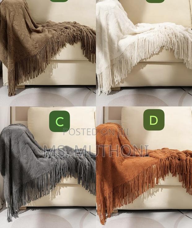 Shawl Nap Blanket Knitted Tassel Decorative Blanke - thumbnail 2