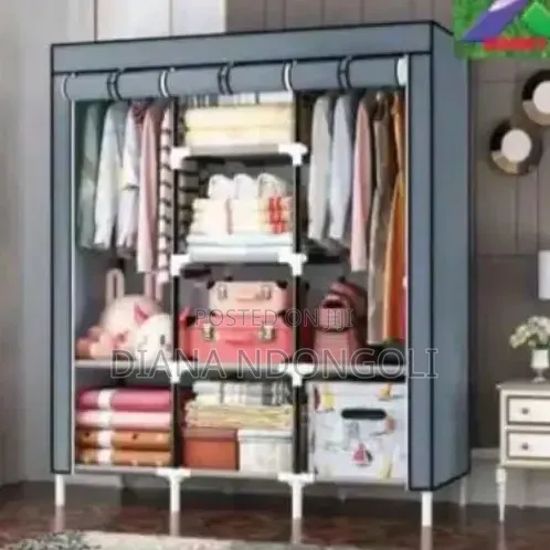 3-Column Portable Metallic Wardrobe