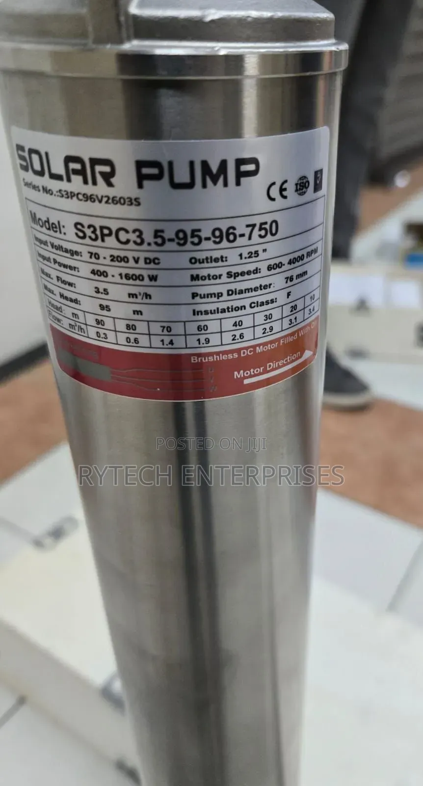 High Quality 750watts Solar Submersible Water Pump 95m Head