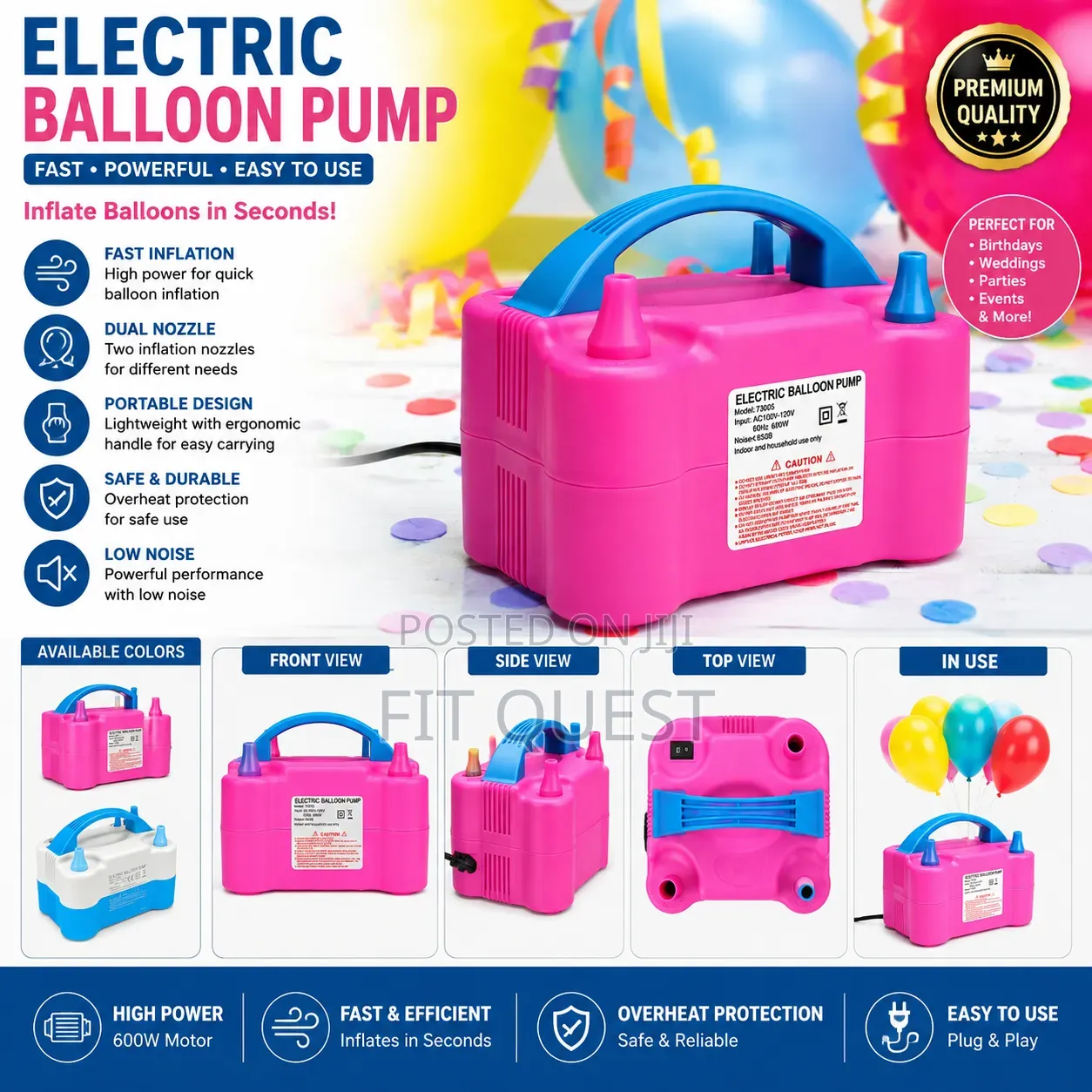 Electric Balloon Air Pump Dual Nozzle