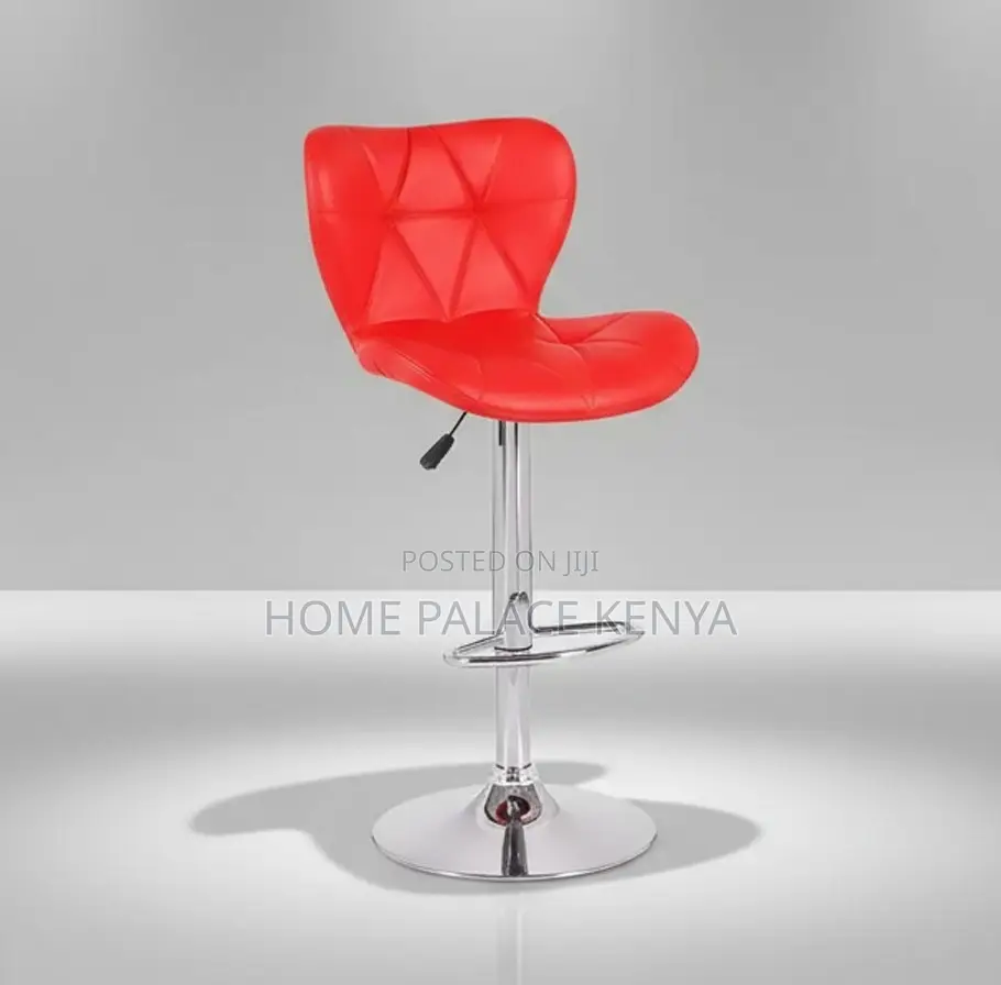 Bar Chair: Orange Patterned Pu Leather Adjustable Height Bar Chair