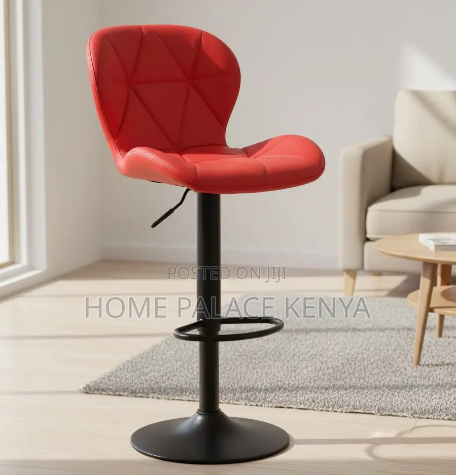 Bar Chair: Orange Patterned Pu Leather Adjustable Height Bar Chair