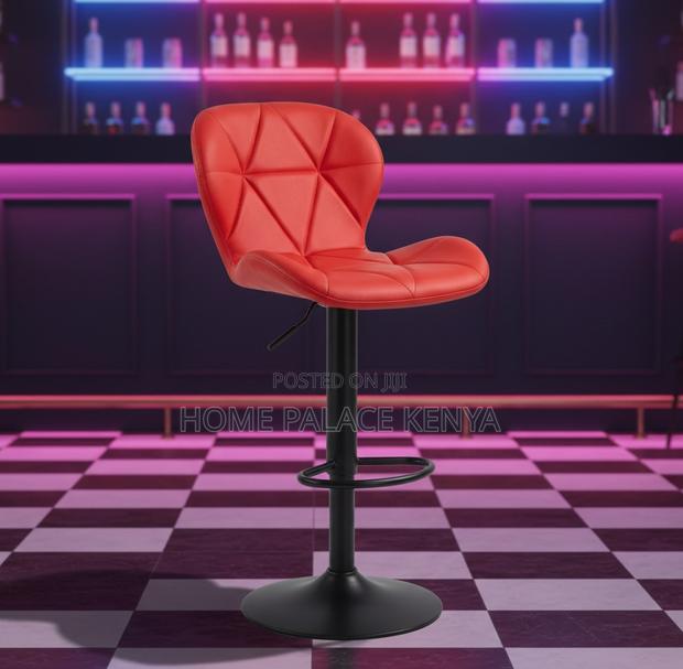 Bar Chair: Orange Patterned Pu Leather Adjustable Height Bar Chair - thumbnail 4