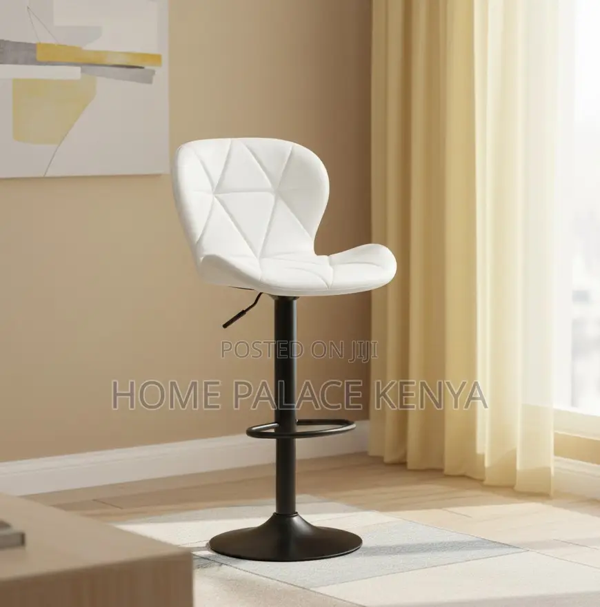 Bar Chair: Orange Patterned Pu Leather Adjustable Height Bar Chair