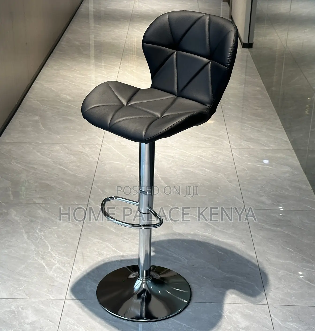 Bar Chair: Orange Patterned Pu Leather Adjustable Height Bar Chair