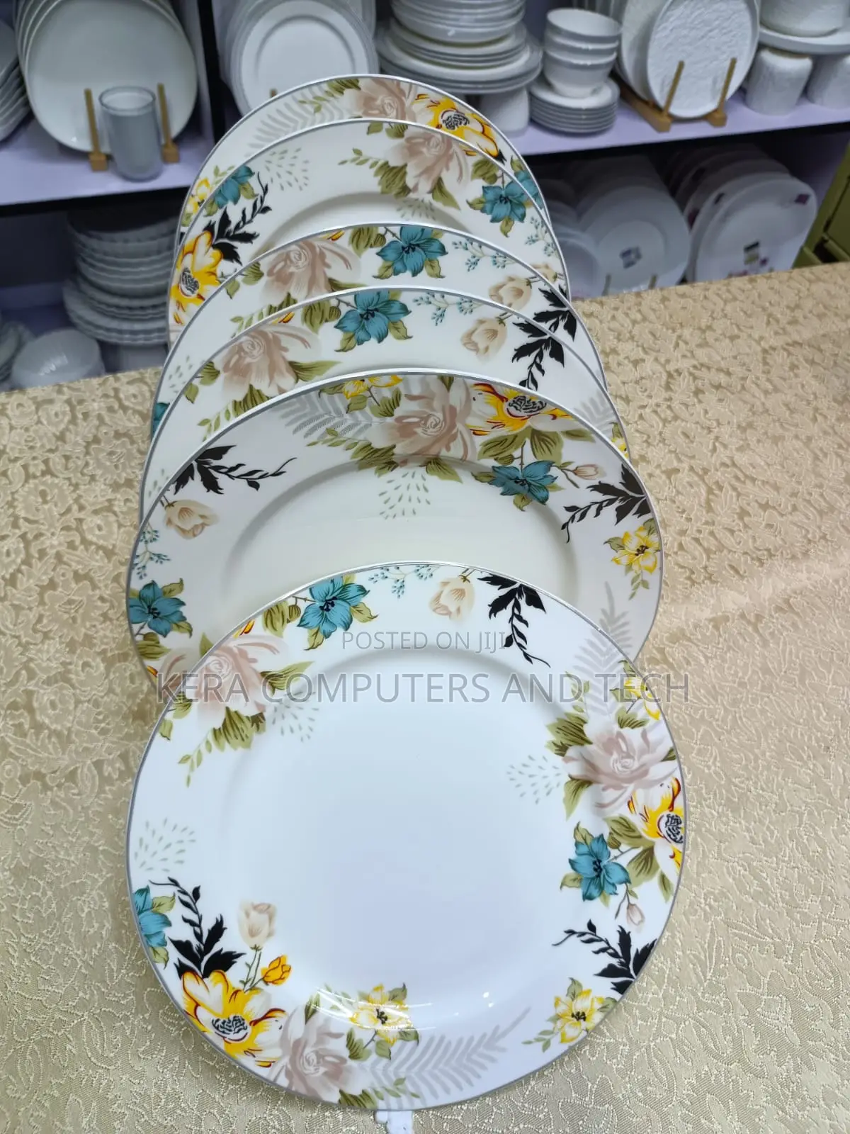 6pcs Floral Patterned Ceramic Dinner Plate
