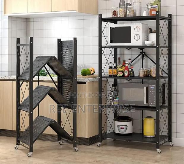 5 Tier Big Size Foldable Kitchen Rack With Wheels