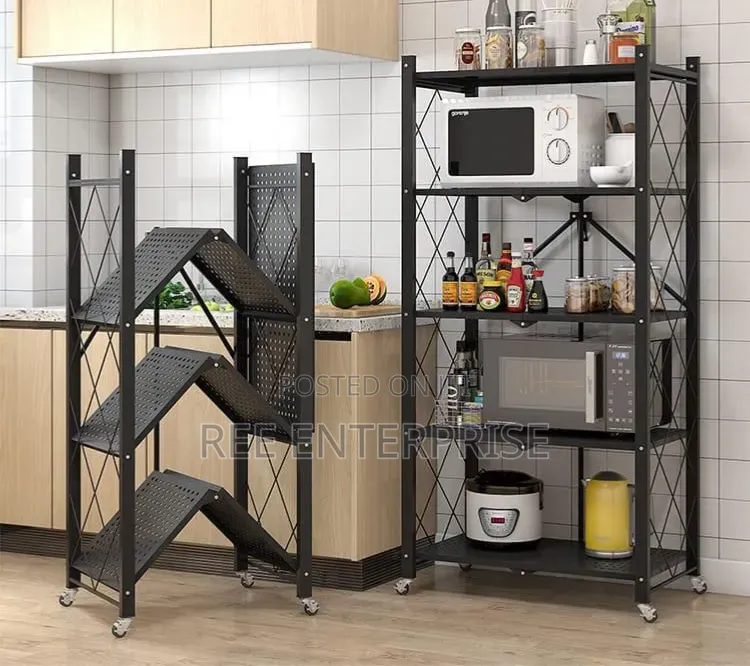 5 Tier Big Size Foldable Kitchen Rack With Wheels