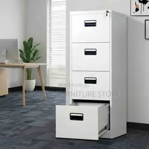 Office Cabinet White Four-Drawer Metallic Filing Cabinet