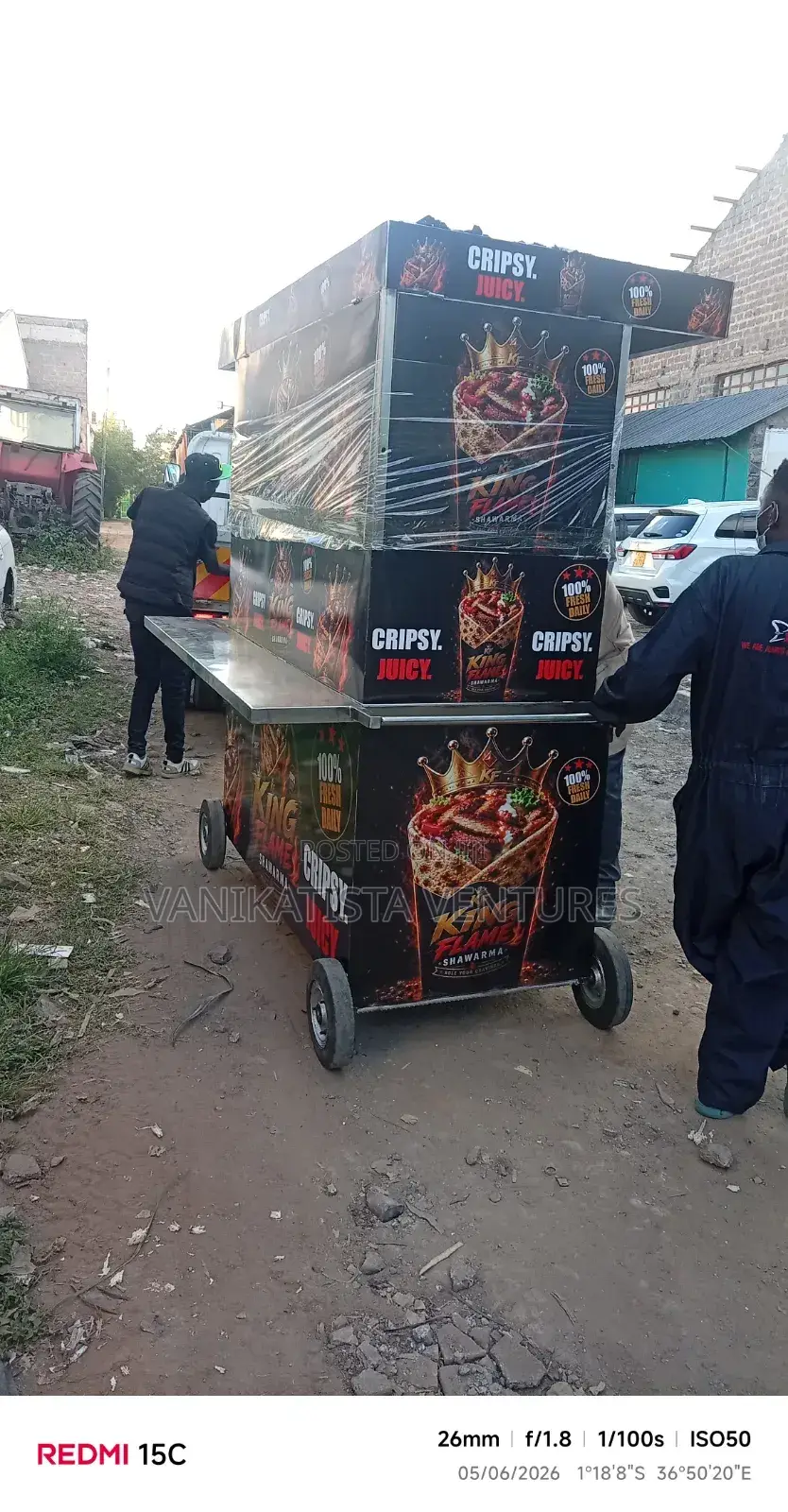Food Cart Trolley With A Hot Plate Griddle, Deep Fryers And Gas Cage