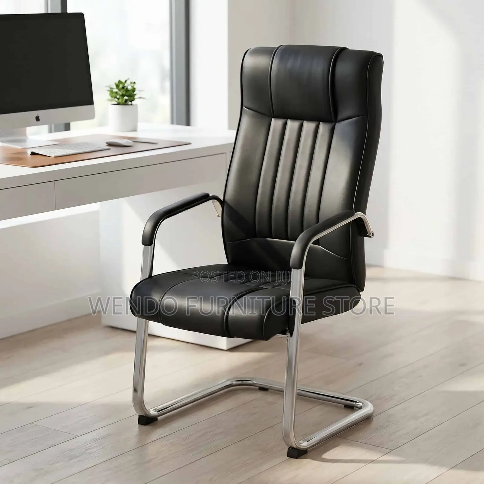 Office Chair Black Pu Leather Visitor Chair