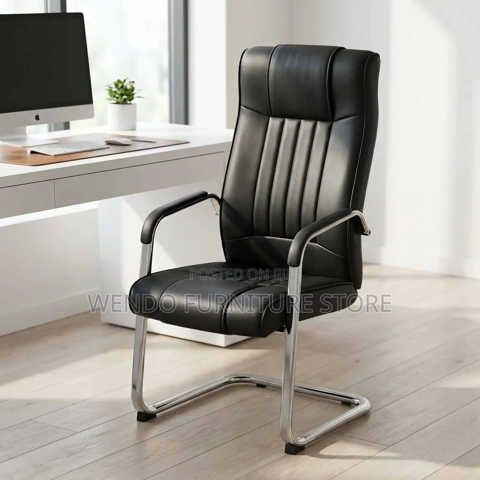 Office Chair Black Pu Leather Visitor Chair