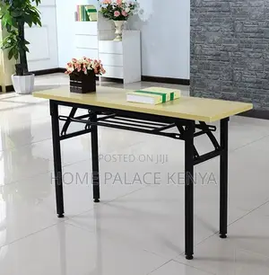 Foldable Table; Double-Fold Adjustable Wooden Table With Metal Legs