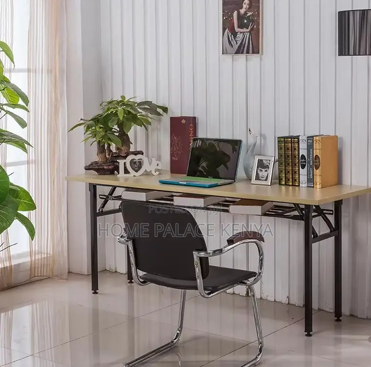 Foldable Table; Double-Fold Adjustable Wooden Table With Metal Legs
