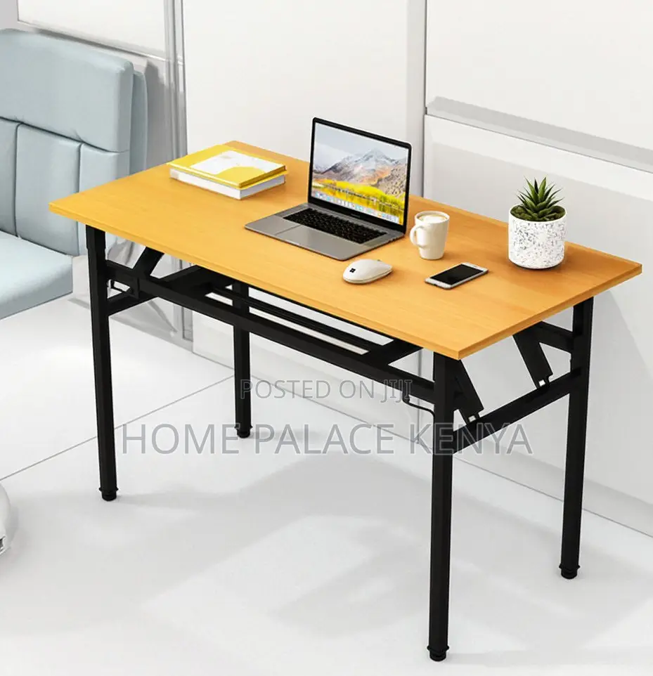 Foldable Table; Double-Fold Adjustable Wooden Table With Metal Legs