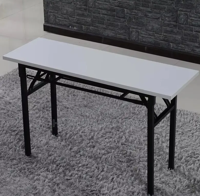 Foldable Table; Double-Fold Adjustable Wooden Table With Metal Legs