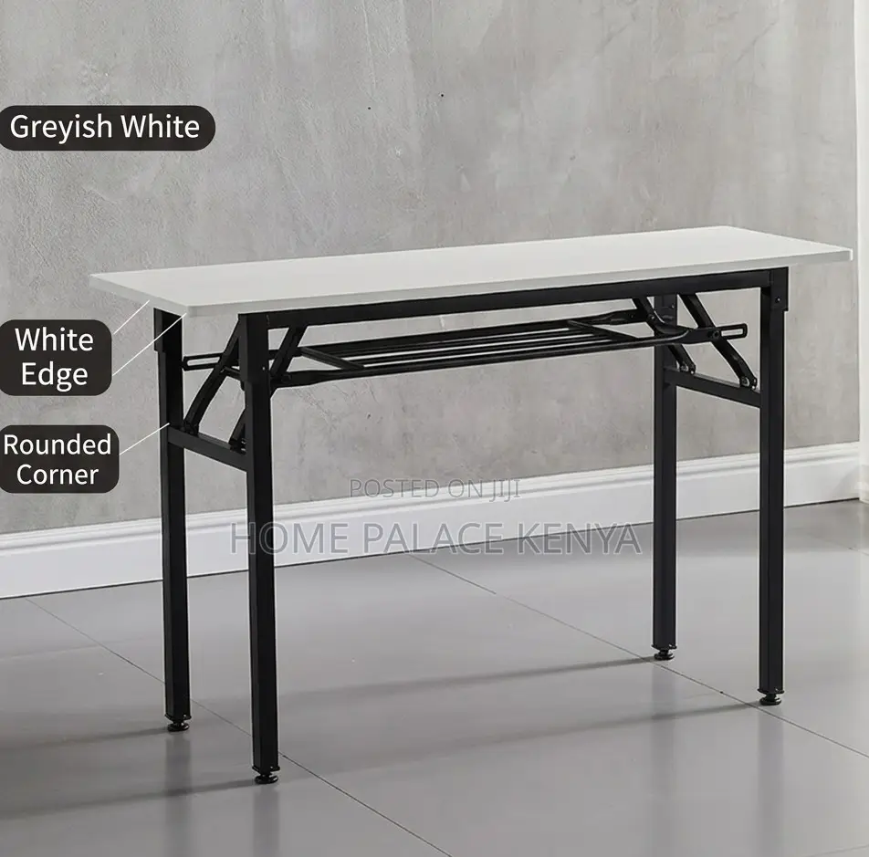 Foldable Table; Double-Fold Adjustable Wooden Table With Metal Legs