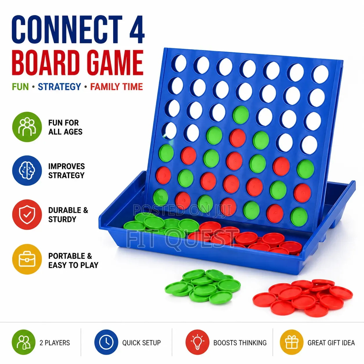 Large Size Connect 4 Strategy Board Game Family Fun Educational Toy