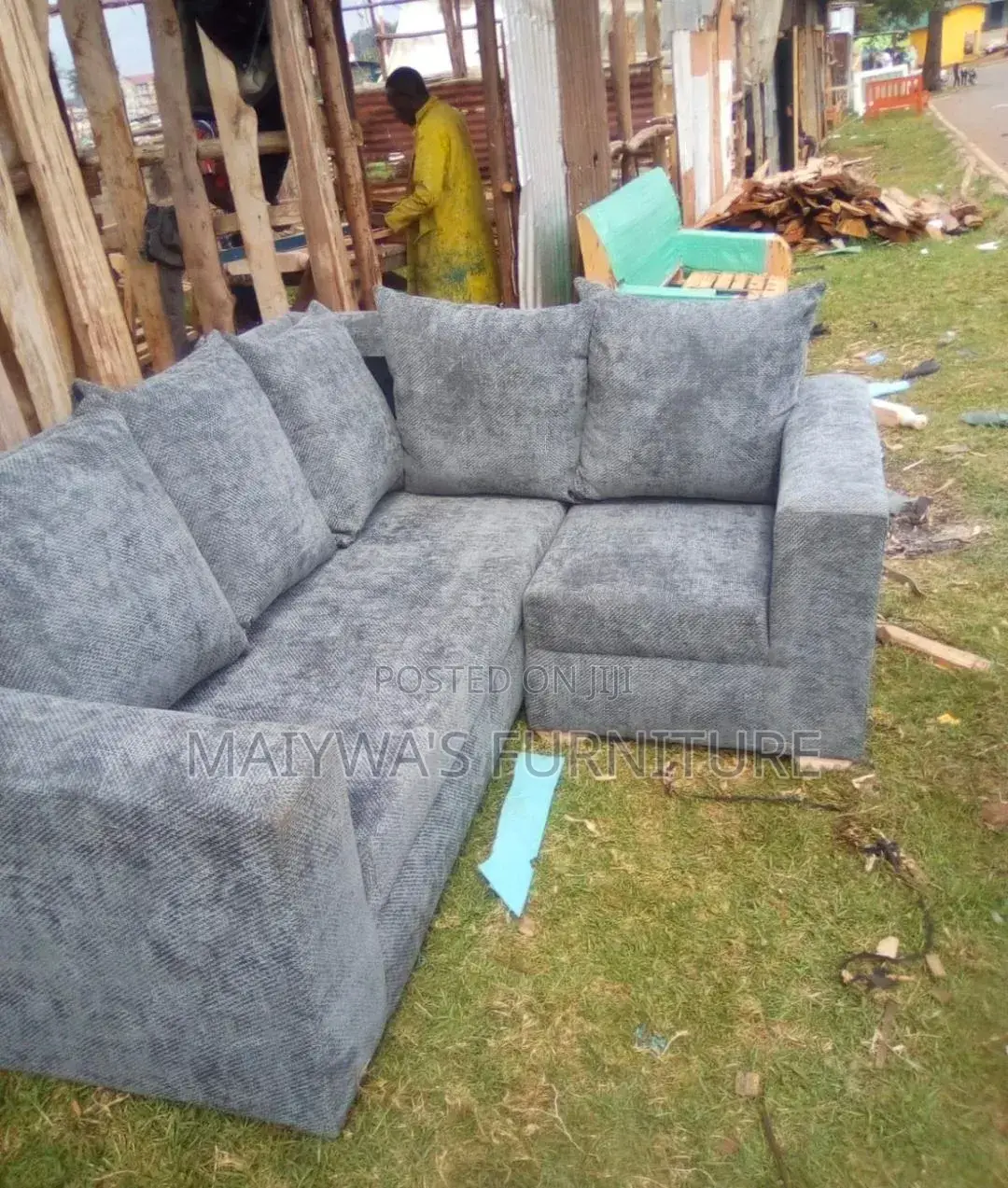 Grey 4 Seater L Shaped Sofa