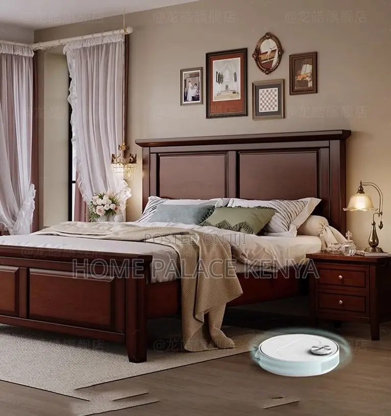 Wooden Bed: Solid Teak Wood Bed Frame With Panel Style and Storage