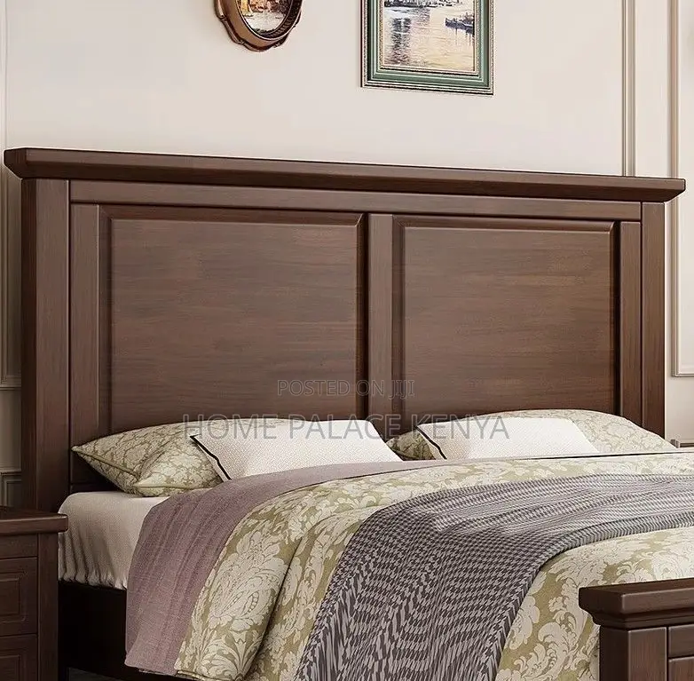 Wooden Bed: Solid Teak Wood Bed Frame With Panel Style and Storage