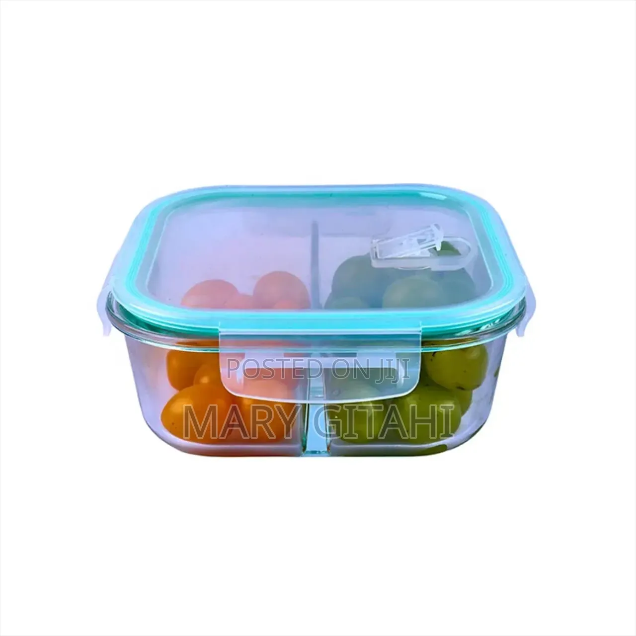 2 Grid High Borosilicate Glass Partitioned Lunchbox.*
