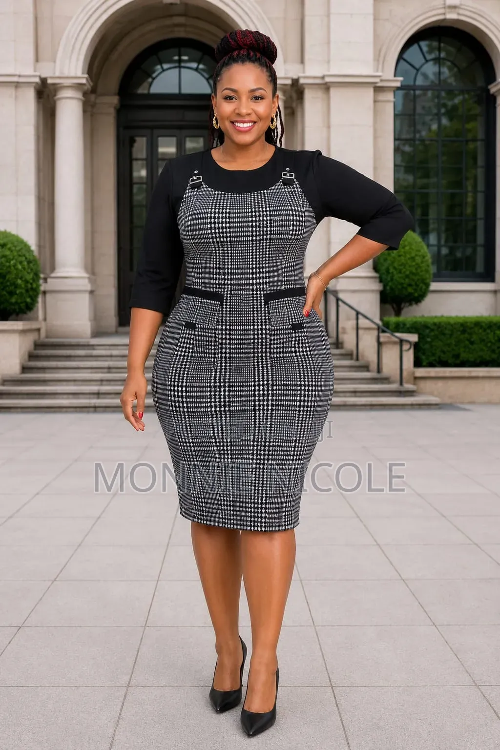 Formal Ladies Checked Dress