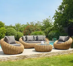 Outdoor Set: U Shaped Outdoor Rattan Sofa Set With Cushions