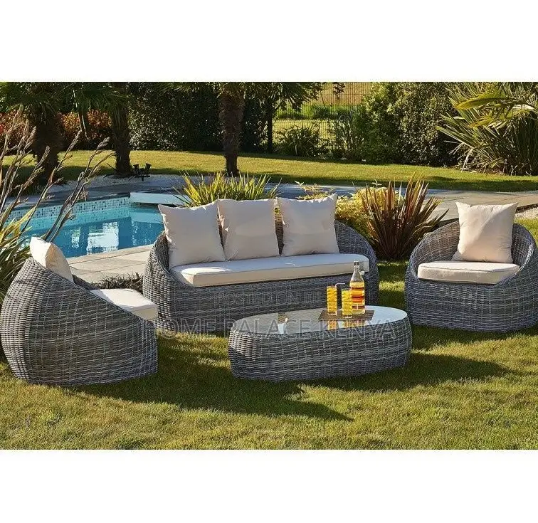 Outdoor Set: U Shaped Outdoor Rattan Sofa Set With Cushions