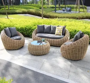 Outdoor Set: U Shaped Outdoor Rattan Sofa Set With Cushions