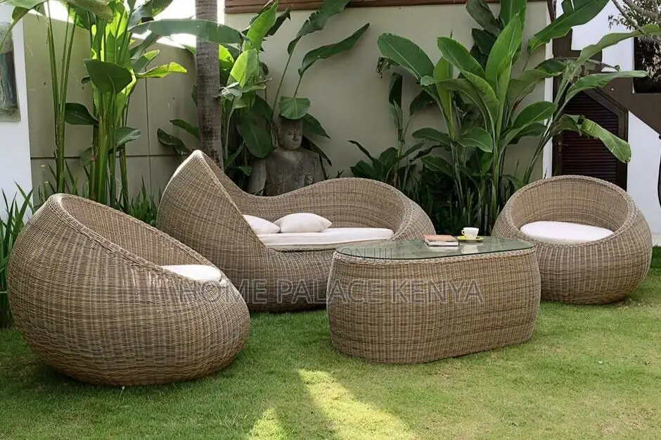 Outdoor Set: U Shaped Outdoor Rattan Sofa Set With Cushions