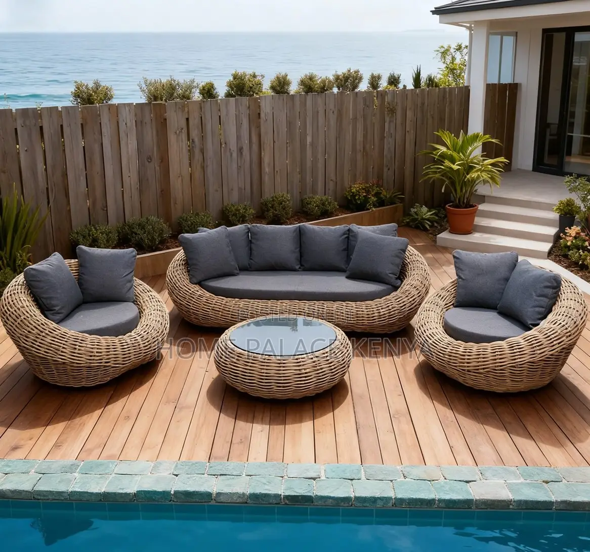 Outdoor Set: U Shaped Outdoor Rattan Sofa Set With Cushions