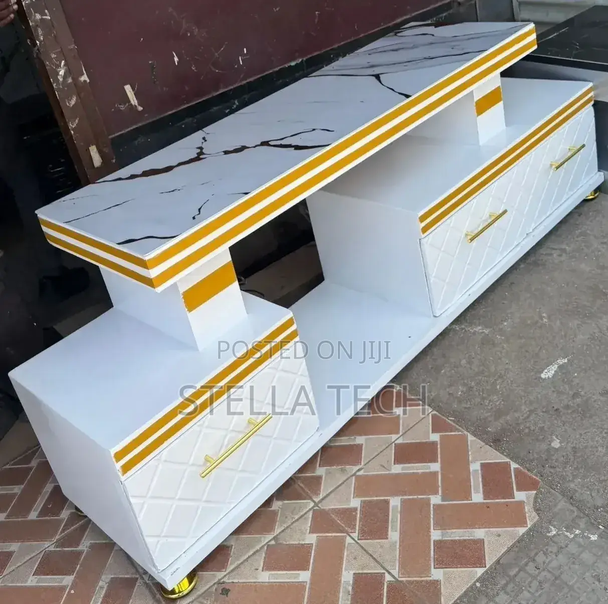 Executive Tv Stand With Marble Coating and Light