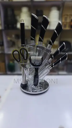 Goris 9-Piece S .Steel Kitchen Knife Set Ft Rotating Acrylic Stand