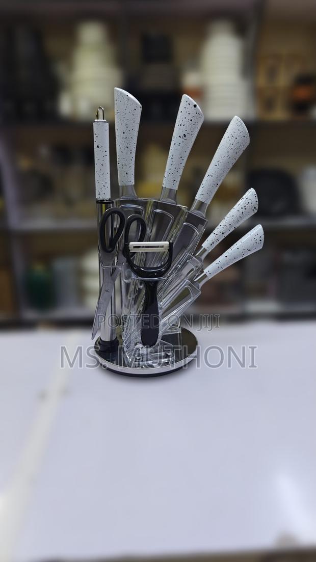 Goris 9-Piece S .Steel Kitchen Knife Set Ft Rotating Acrylic Stand - thumbnail 4