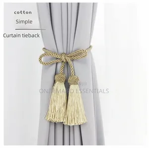 1pair Tassel Curtain Tieback Gold Tiebacks for Curtains Rope Holder