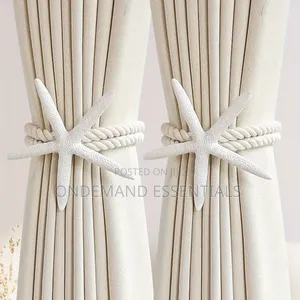 Adjustable Boho Curtain Tiebacks Handwoven Natural Starfish