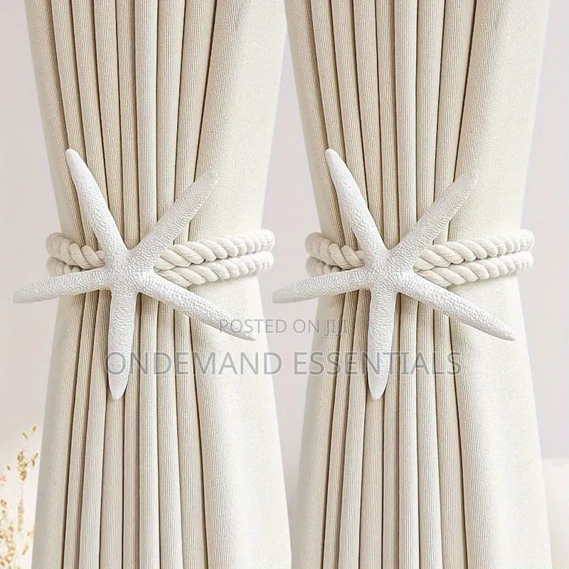 Adjustable Boho Curtain Tiebacks Handwoven Natural Starfish