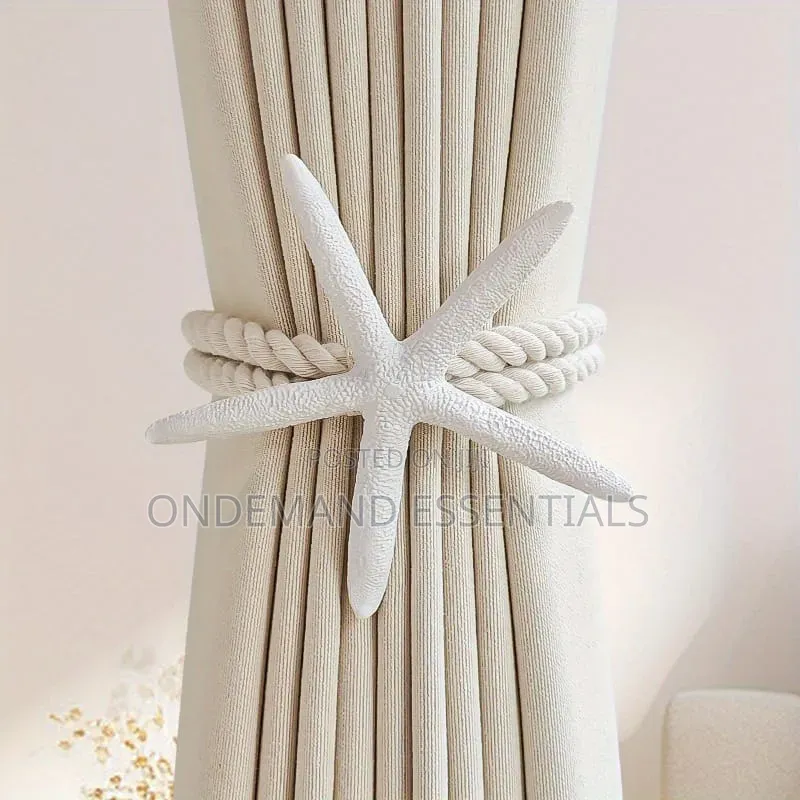 Adjustable Boho Curtain Tiebacks Handwoven Natural Starfish