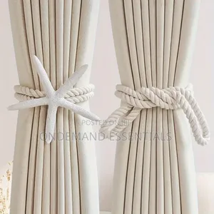 Adjustable Boho Curtain Tiebacks Handwoven Natural Starfish
