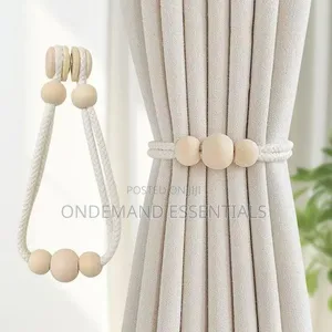 *2pcs Nordic Magnetic Curtain Binding Strap Solid Wood Woven Curtain