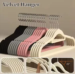 10 PCS Velvet Non-Slip Hangers With Tie Bar