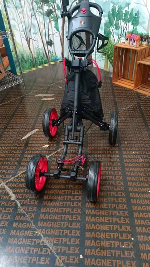 Golf Quad 4-Wheel Folding Golf Pull Push Trolley Black/Red