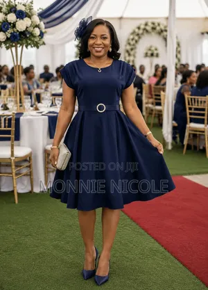 Classy in Fashion Round Navy Blue Dress