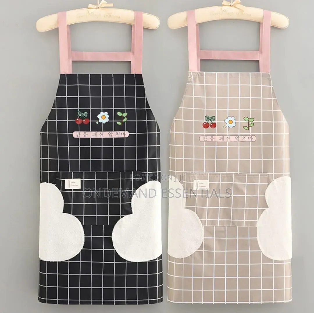 Waterproof Cute Checked Floral Aprons With Hand Wipe Towel