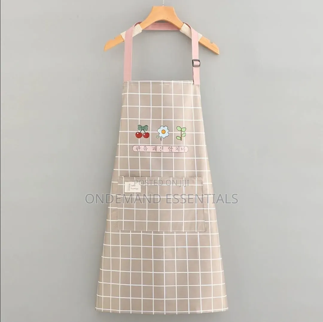Waterproof Cute Checked Floral Aprons With Hand Wipe Towel