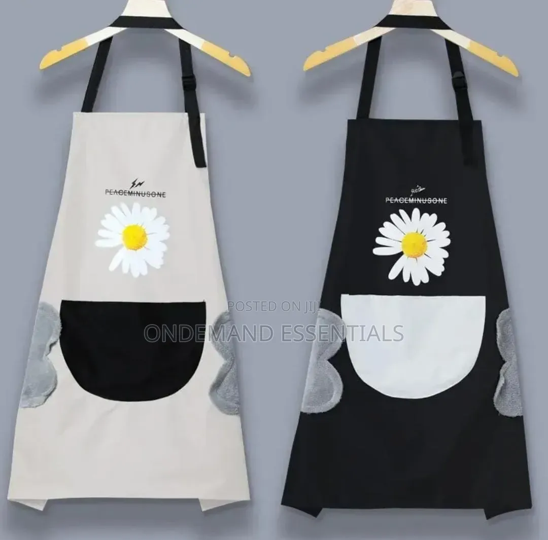 Waterproof Cute Checked Floral Aprons With Hand Wipe Towel